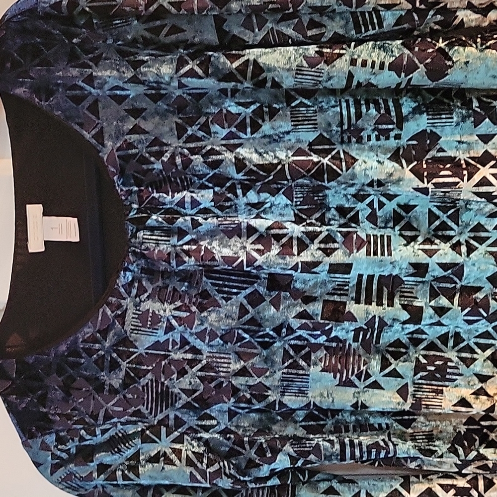 Chicos blue black velour graphic print medium - Picture 2 of 5